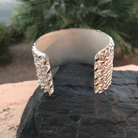 Brushed Silver-Tone Metal Chain Cuff Bracelet - Picture 5 of 5
